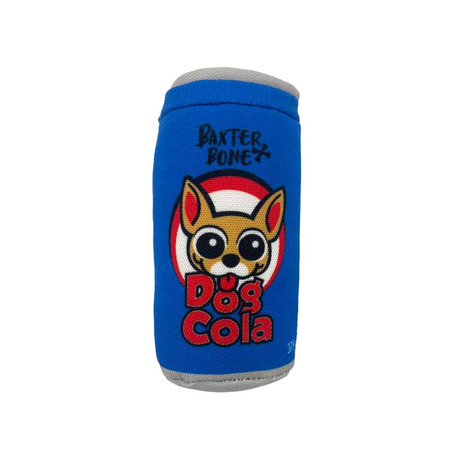 Baxter Bone Dog Cola Soda Can Plush Toy - 60mm x 140mm - Durable & Squeaky - SuperSaverAU - view 1