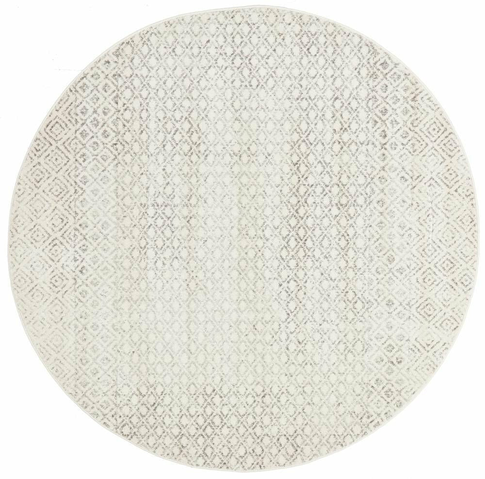 Rug Culture Evoke Large Round Rug 240x240cm - Grey Polypropylene - Power Loomed - EVO-265-GREY-240X240