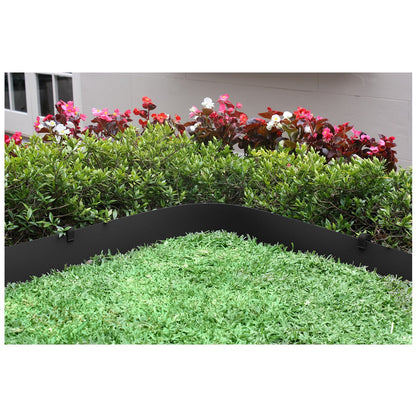 Greenlife Plastic Garden Edging 2 x 1000 x 7.5cm With 20 Pegs Black
