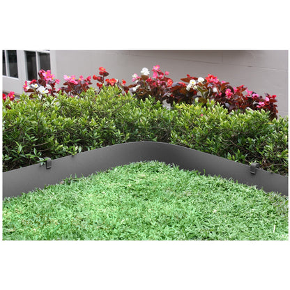 Greenlife Plastic Garden Edging 2 x 1000 x 7.5cm With 20 Pegs Slate Grey