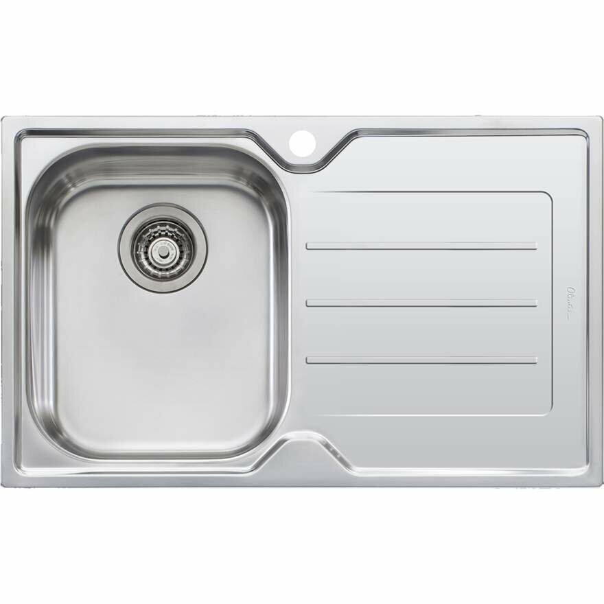 Oliveri Flinders Single Bowl Topmount Sink - Right Hand Drainer, 21L Bowl, 304 Stainless Steel - FL121