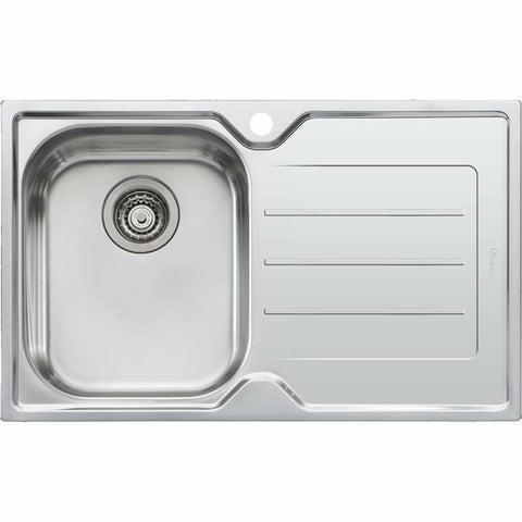 Oliveri Flinders Single Bowl Topmount Sink - Right Hand Drainer, 21L Bowl, 304 Stainless Steel - FL121
