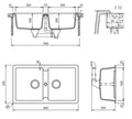 Abey Cristalite Plus double bowl sink with taphole, no drainer - top or undermount - Concrete Grey - TN200C