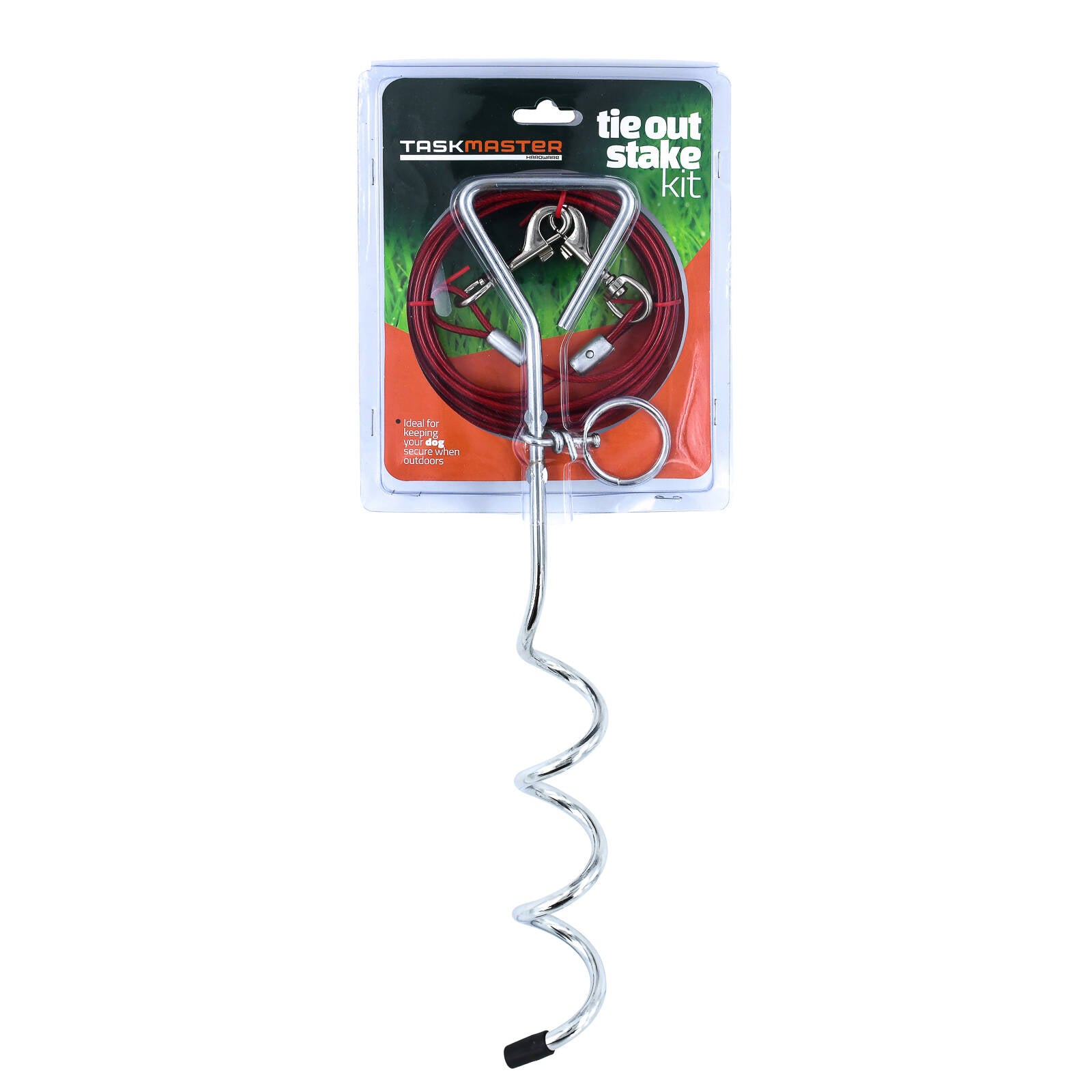 Taskmaster 4mm x 4m Tie Out Stake Kit, Pet Tie-Out with Swivel