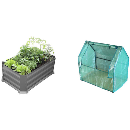 Greenlife Patio Garden Bed With Greenhouse Cover And Base 80 x 50 x 30 cm Slate Grey