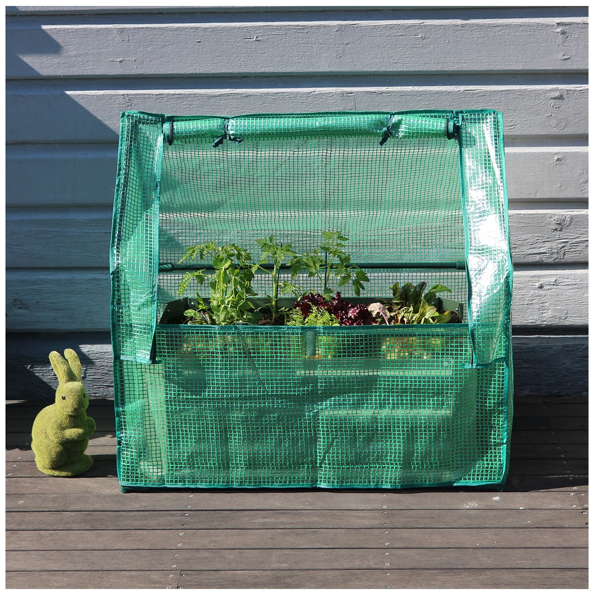 Greenlife Patio Garden Bed With Greenhouse Cover And Base 80 x 50 x 30 cm Slate Grey - SuperSaverAU - view 3