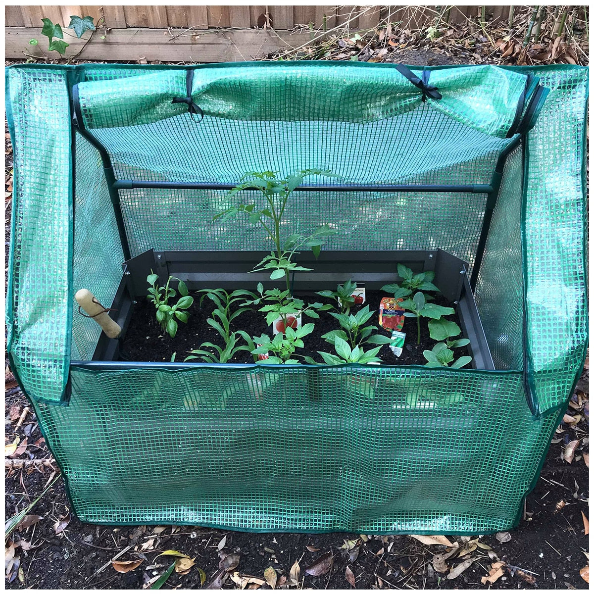 Greenlife Patio Garden Bed With Greenhouse Cover And Base 80 x 50 x 30 cm Slate Grey