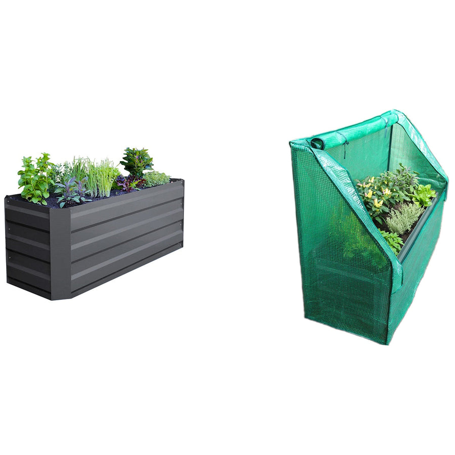 Greenlife Slimline Garden Bed And Greenhouse Cover 120 x 45 x 45cm Charcoal - SuperSaverAU - view 1