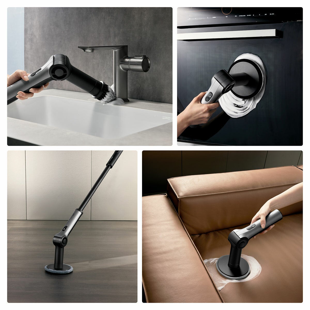 HOTO Flexi Cordless Electric Cleaning Brush 1443mm Extension Pole 8 Heads QWQJA08 — image 5