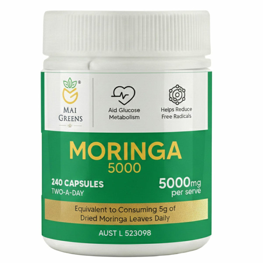 Mai Greens Moringa Leaf Extract Supplement 5000mg 240 Capsules