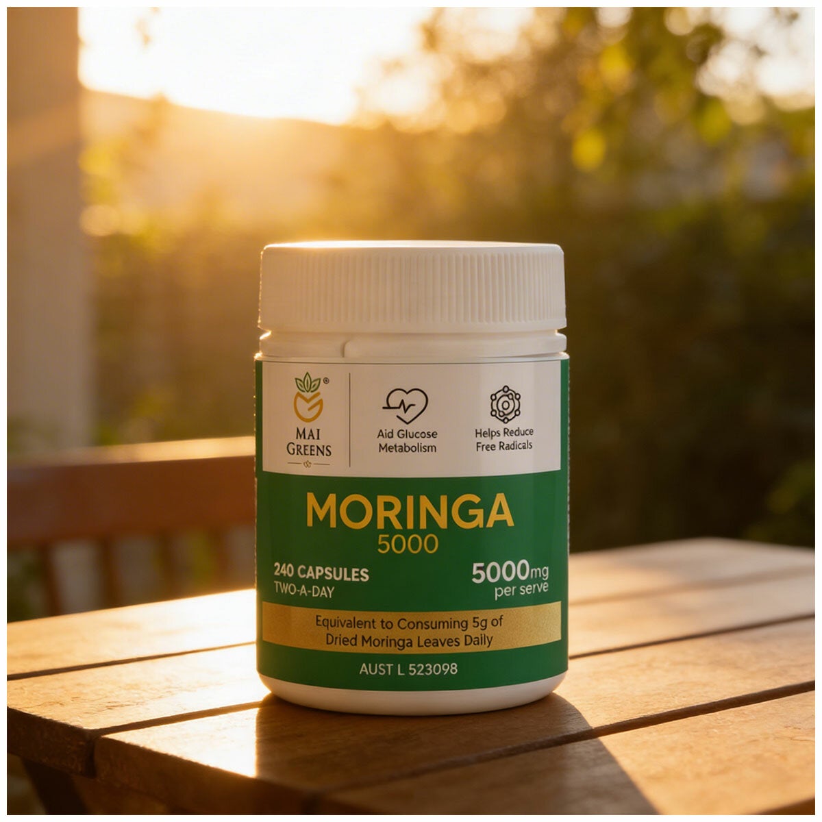 Mai Greens Moringa Leaf Extract Supplement 5000mg 240 Capsules — image 4