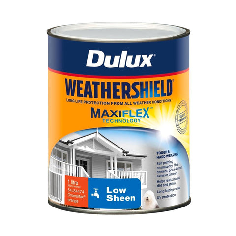 Dulux Weathershield Exterior Paint - 1L - Orange - Low Sheen - 110mm x 137mm x 110mm - SuperSaverAU - view 1