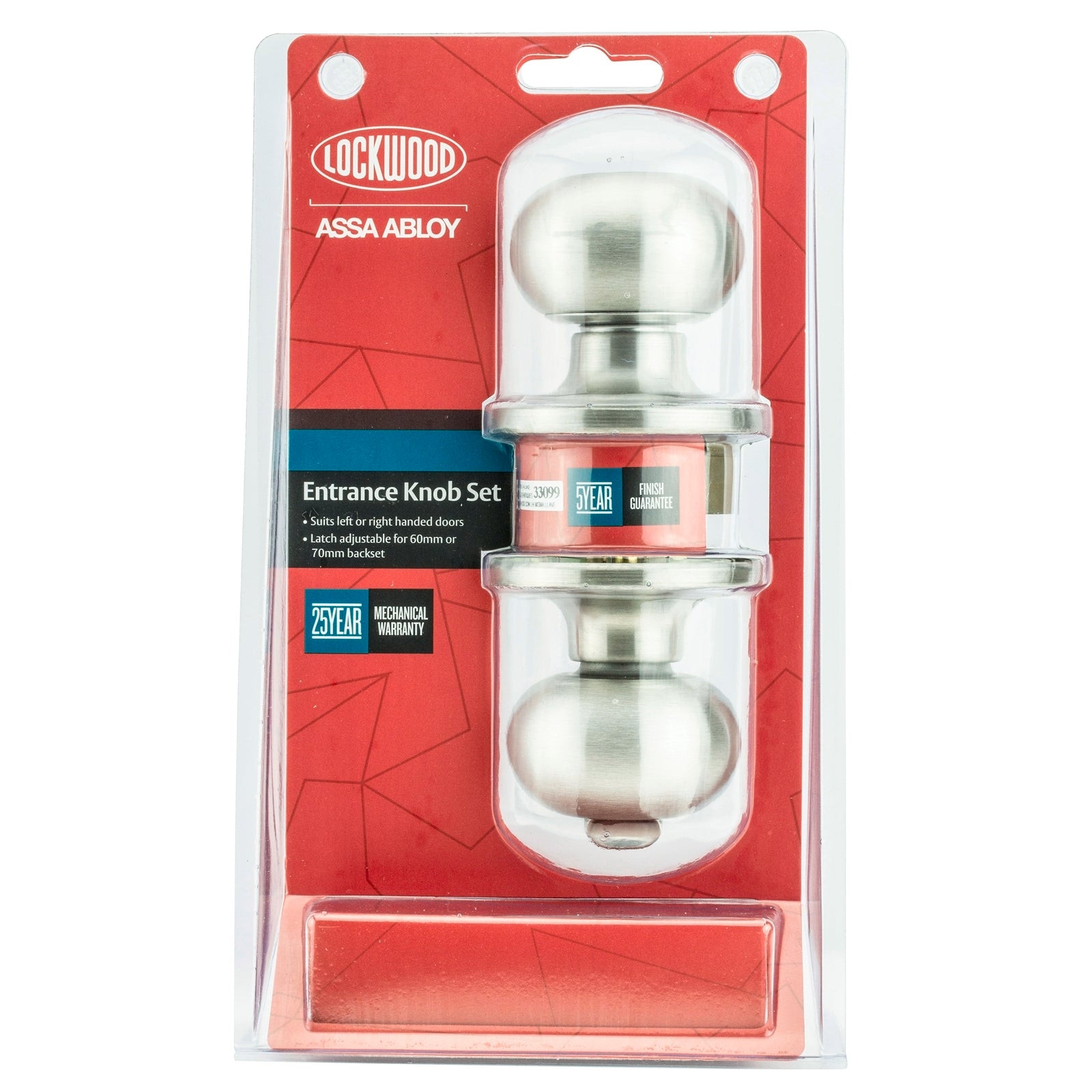 Lockwood Symmetry Series Entrance Set - Stainless Steel, Keyed, Lever Handle