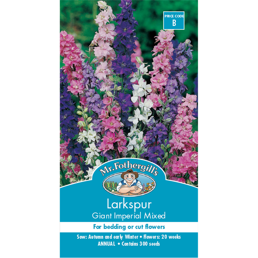 Mr Fothergill Larkspur Flower Seeds - 90cm - Hardy Annual - Cut Flowers - SuperSaverAU - view 1
