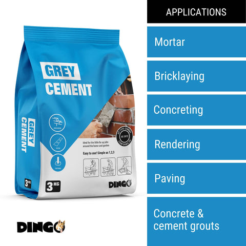 Dingo Grey Cement 3kg General Purpose Concrete & Mortar Mix
