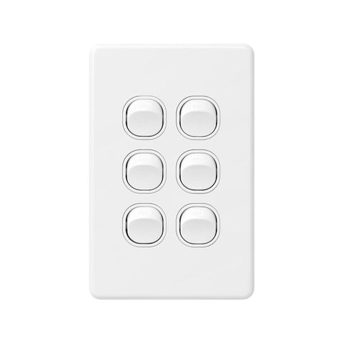 Deta Vertical X6 Six Switch - Polycarbonate - Classic Design - 16A - SuperSaverAU - view 1