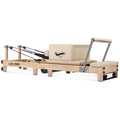 LSG Fitness Foldable Pilates Reformer - Beige, Oak Frame, Adjustable Resistance, Wheels - LGRF-GPR500
