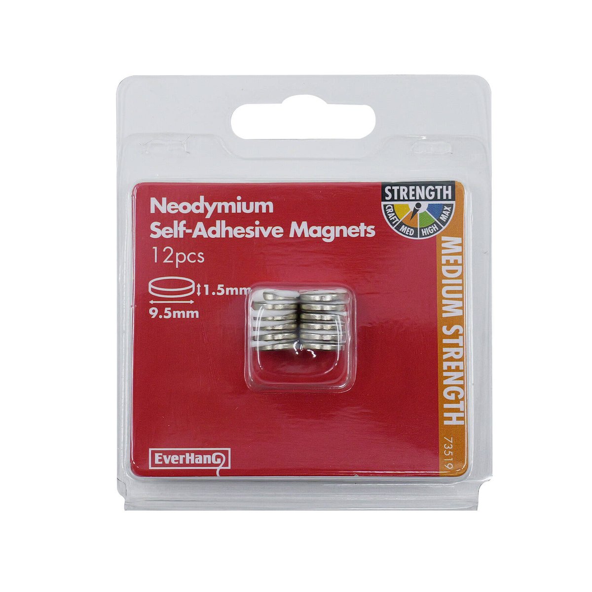 Everhang Rare Earth Disc Magnet 9.5mm Neodymium 6 Pack Strong Adhesive - SuperSaverAU - view 4