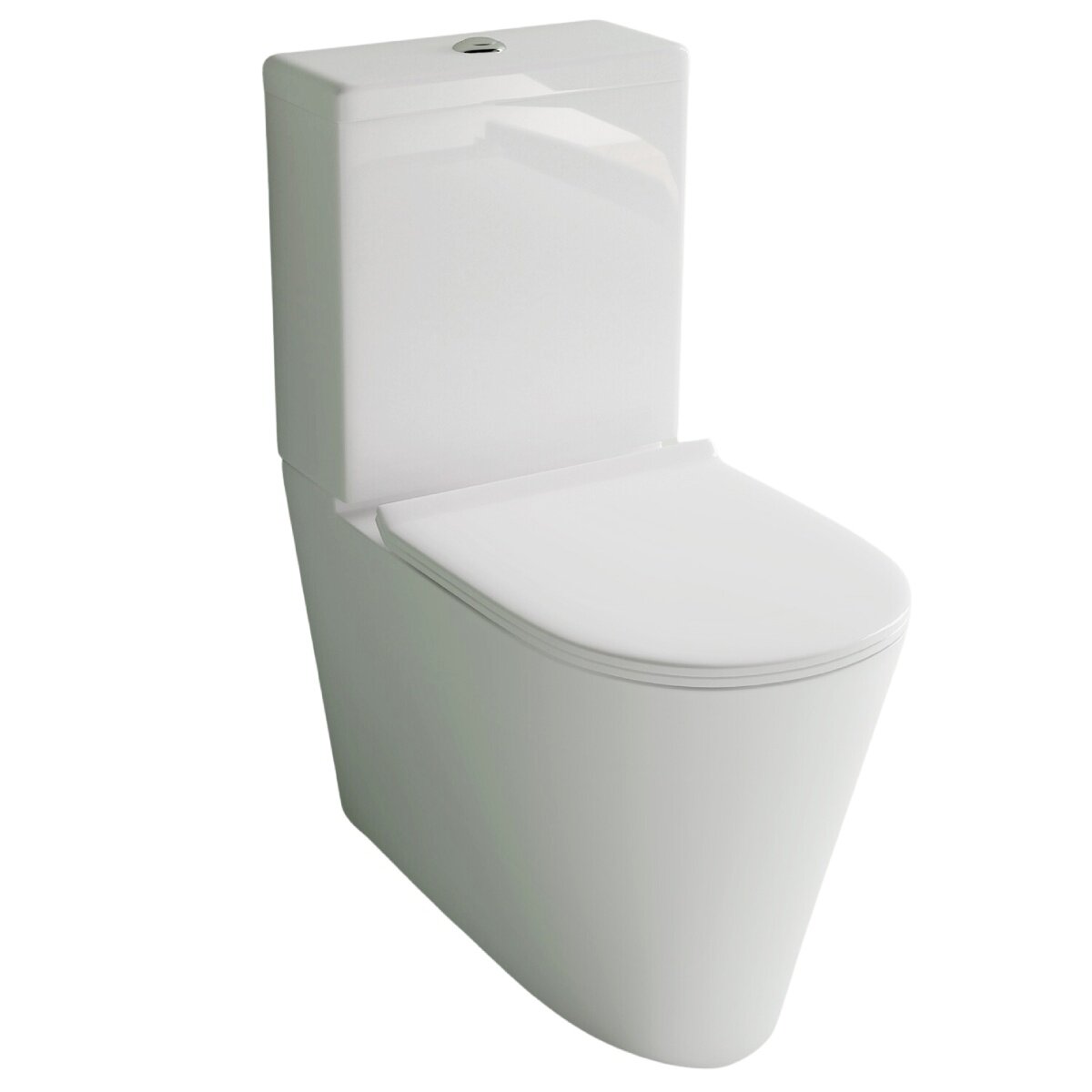 Studio Bagno Manhattan Rimless Back To Wall Toilet Suite - Spiral Flush - Gloss White - MAN001-SUITE