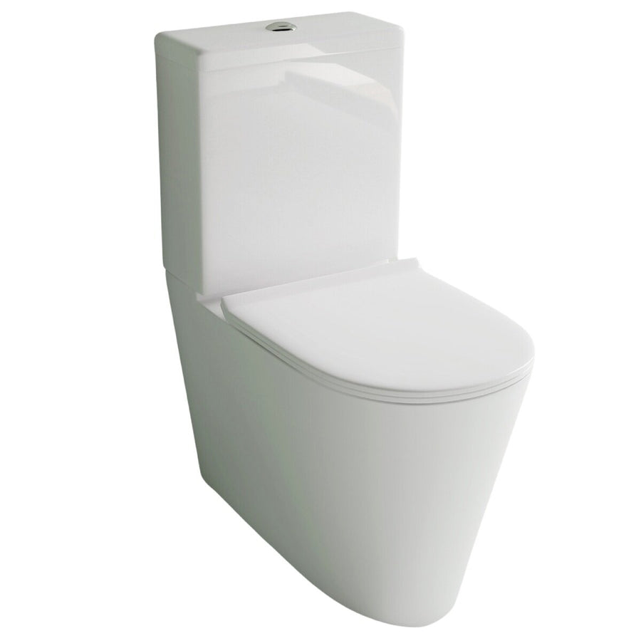 Studio Bagno Manhattan Rimless Back To Wall Toilet Suite - Spiral Flush - Gloss White - MAN001-SUITE