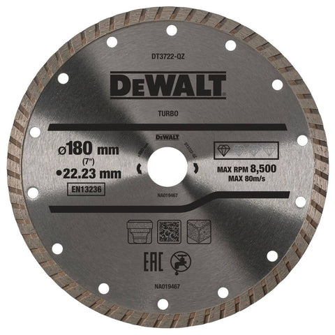 Dewalt Turbo Diamond Wheel - 180mm x 22mm - All Purpose Cutting Disc - SuperSaverAU - view 1
