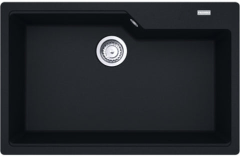 Franke Urban Fragranite 780mm single bowl topmount sink - Black, 67L bowl, hidden overflow - UBG610-78MB