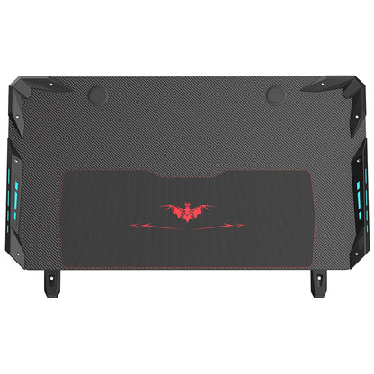 Eureka Ergonomic Z1-S Gaming Desk with Blue LED Lights, Carbon Fibre Texture, Controller Stand, Cup Holder, Headphone Hook