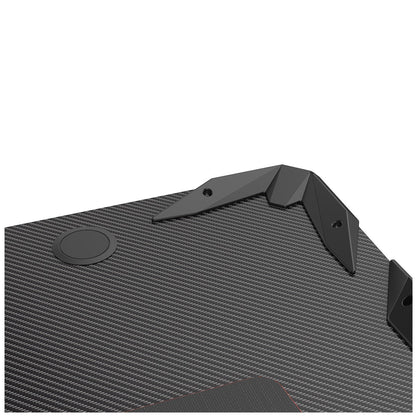 Eureka Ergonomic Z1-S Gaming Desk with Blue LED Lights, Carbon Fibre Texture, Controller Stand, Cup Holder, Headphone Hook