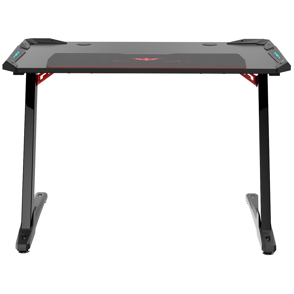 Eureka Ergonomic Z1-S Gaming Desk with Blue LED Lights, Carbon Fibre Texture, Controller Stand, Cup Holder, Headphone Hook - SuperSaverAU - view 3