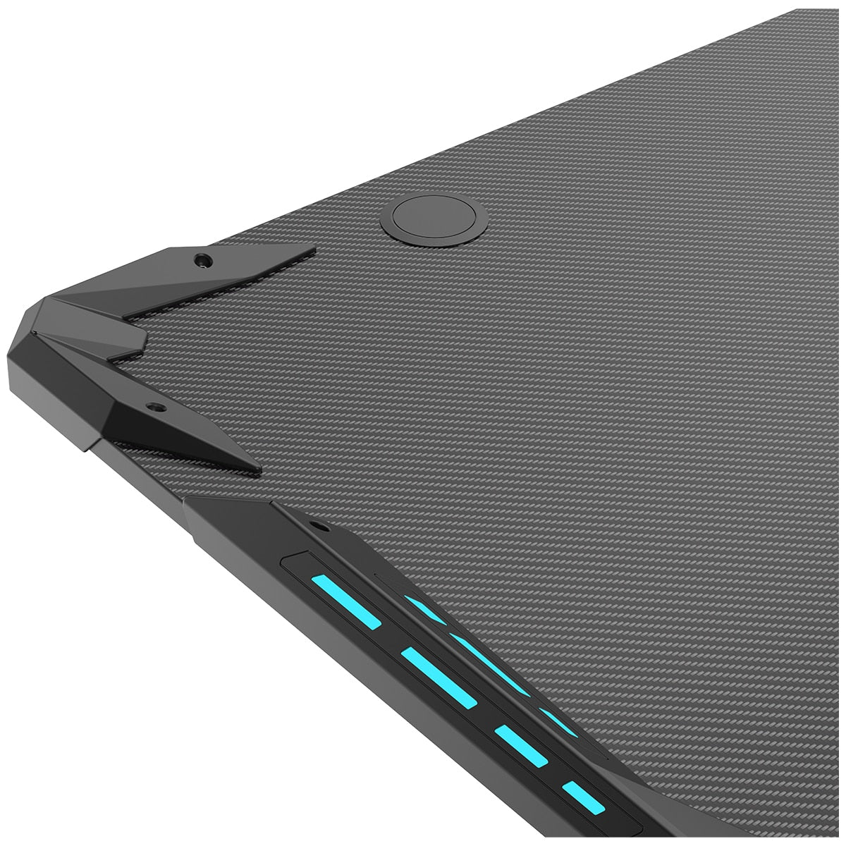 Eureka Ergonomic Z1-S Gaming Desk with Blue LED Lights, Carbon Fibre Texture, Controller Stand, Cup Holder, Headphone Hook
