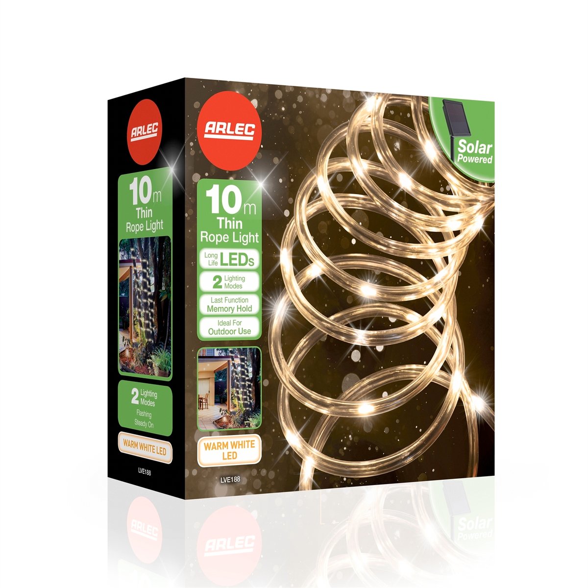 Arlec 10m Warm White Solar Powered Thin LED Rope Light - 100 LEDs - SuperSaverAU - view 2