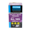 Titan 64 x 1.6mm 16G Electro Galvanised 20 Degree Angled Collated Brad Nails 2000 Pack