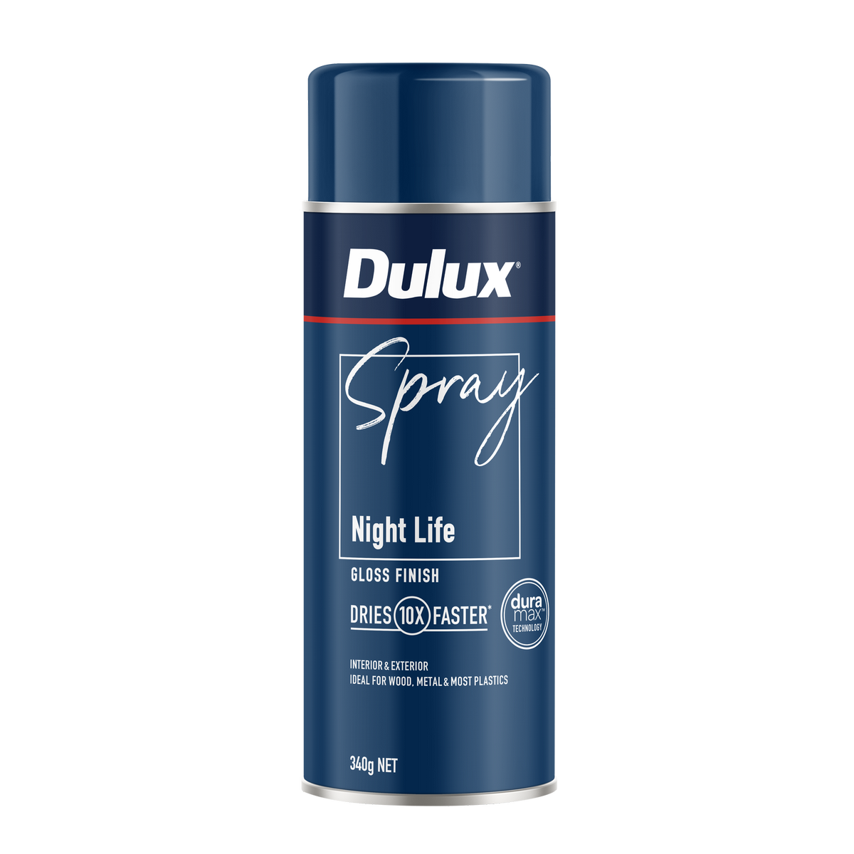 Dulux Spray Paint 340g Gloss Night Life - Fast Drying - Self-Priming - SuperSaverAU - view 1