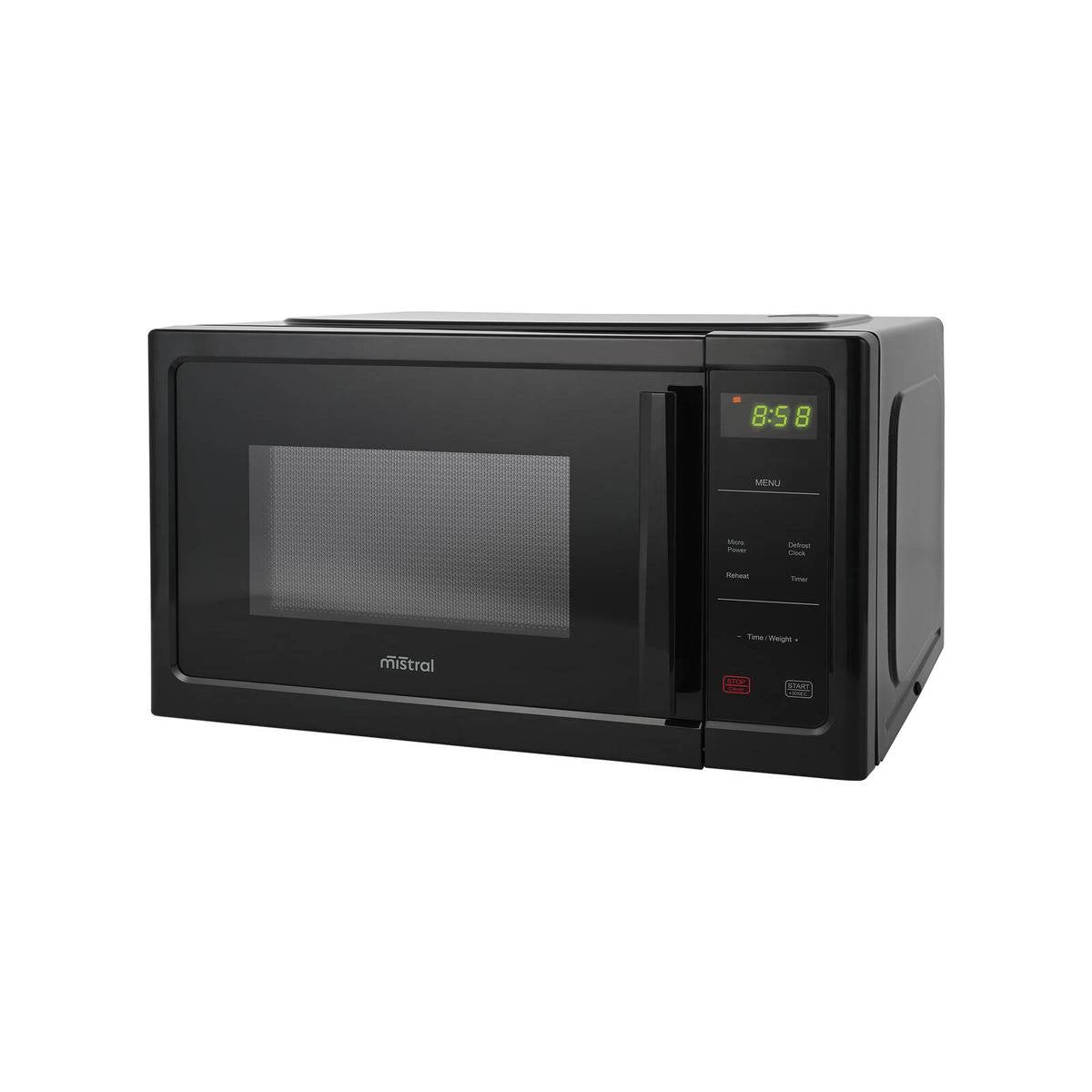 Mistral 25L Black Digital Microwave - 850W Power - 60-Minute Timer - Child Safety Lock