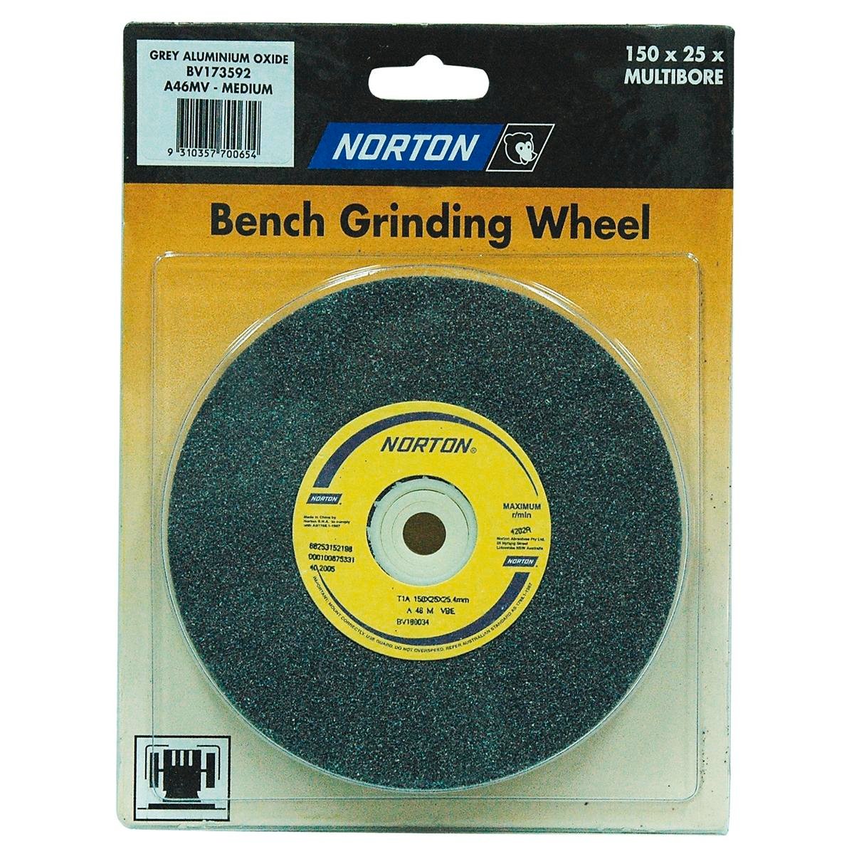 Norton Bench Grinding Wheel - Multi Bore - 150 x 25mm - Aluminium Oxide - Fine Finish - SuperSaverAU - view 1