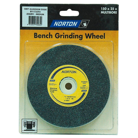 Norton Bench Grinding Wheel - Multi Bore - 150 x 25mm - Aluminium Oxide - Fine Finish - SuperSaverAU - view 1