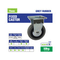 Move It 75mm Grey Rubber Fixed Plate Castor 50kg