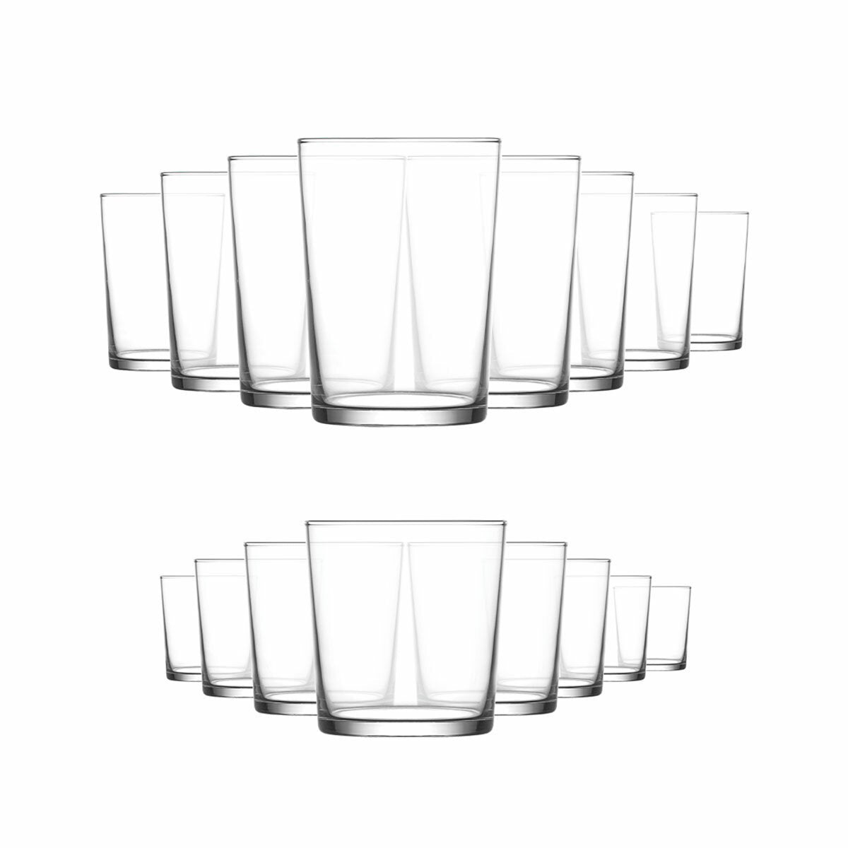 LAV Bodega 16 Piece Glass Tumbler Set 340mL And 510mL Minimalist — image 2