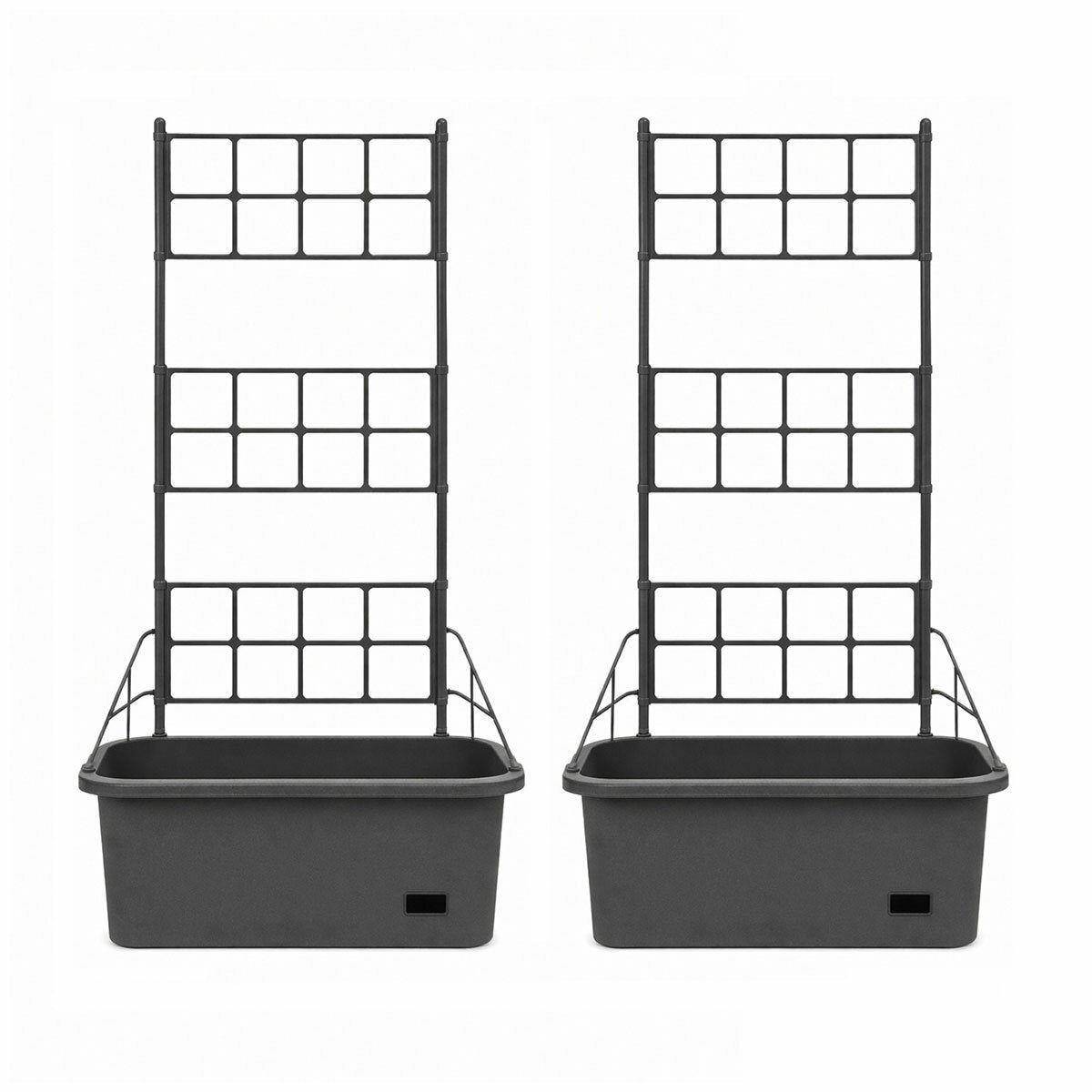 Greenlife Self Watering Garden Planter Vege Patch 2 Pack Trellis Mobile Rollers