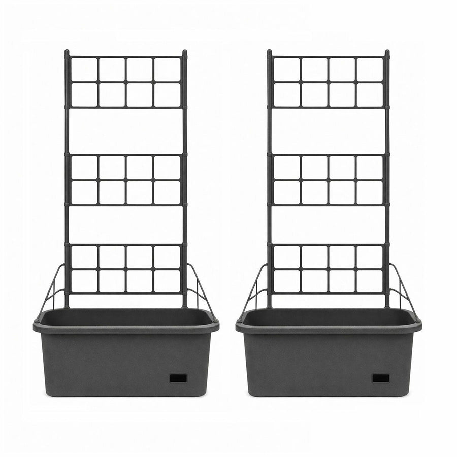 Greenlife Self Watering Garden Planter Vege Patch 2 Pack Trellis Mobile Rollers