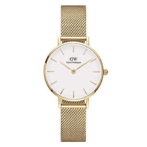 Daniel Wellington Gold Mesh Wristwatch White Dial 28mm Women's DW00100350