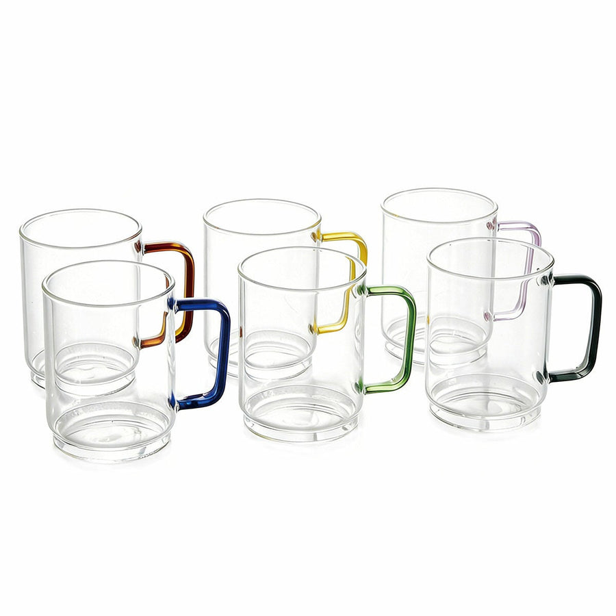 King Crystal 410mL Borosilicate Coffee Mugs 6 Pack Stackable Lead-Free