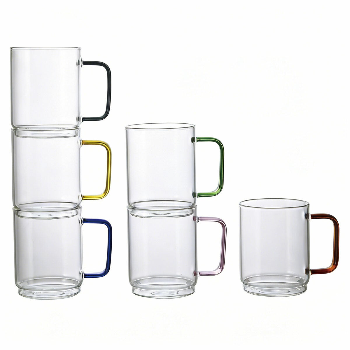 King Crystal 410mL Borosilicate Coffee Mugs 6 Pack Stackable Lead-Free — image 2