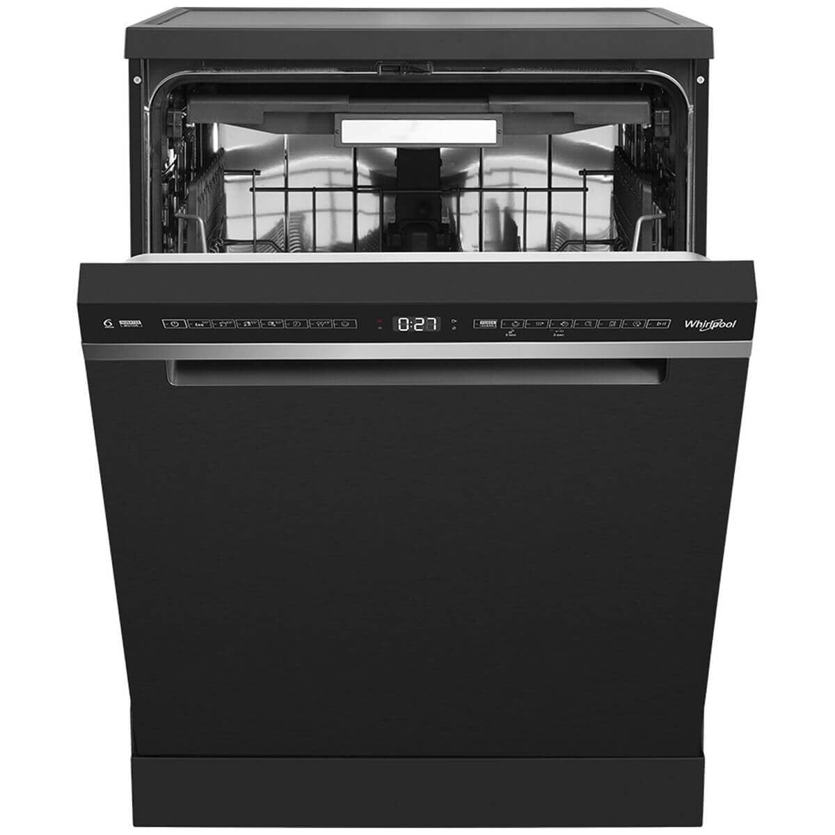 Whirlpool 60cm MaxiTub Freestanding Dishwasher - 15 Place Settings, Black Stainless Steel - WDFS3L5PBSAU