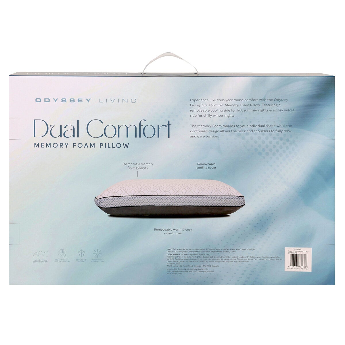 Odyssey Living Contoured Bed Pillow Memory Foam Dual Comfort Cooling Cover — image 4