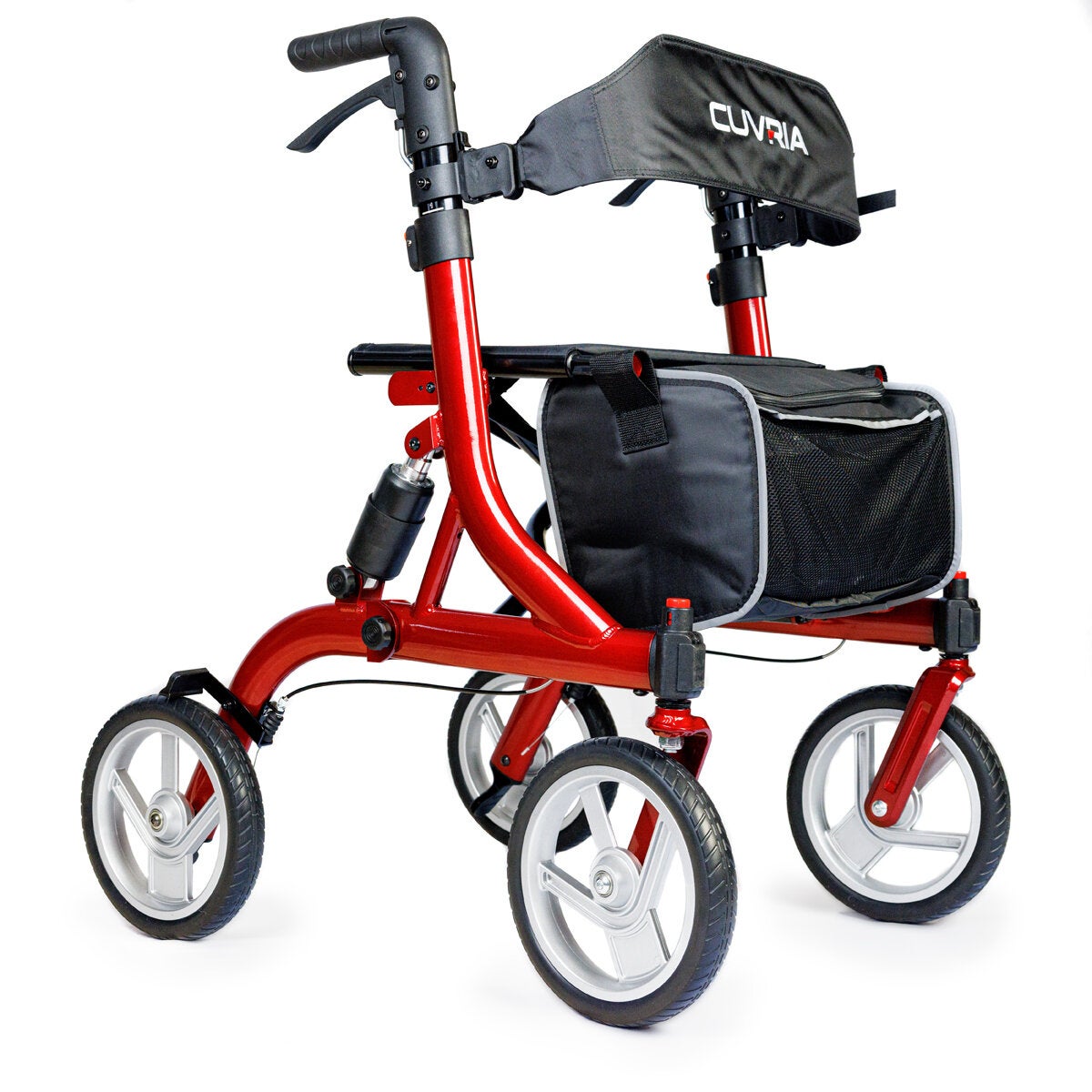Cuvria Aluminium Mobility Walker Adjustable Handles 254mm Wheels Shock Absorber