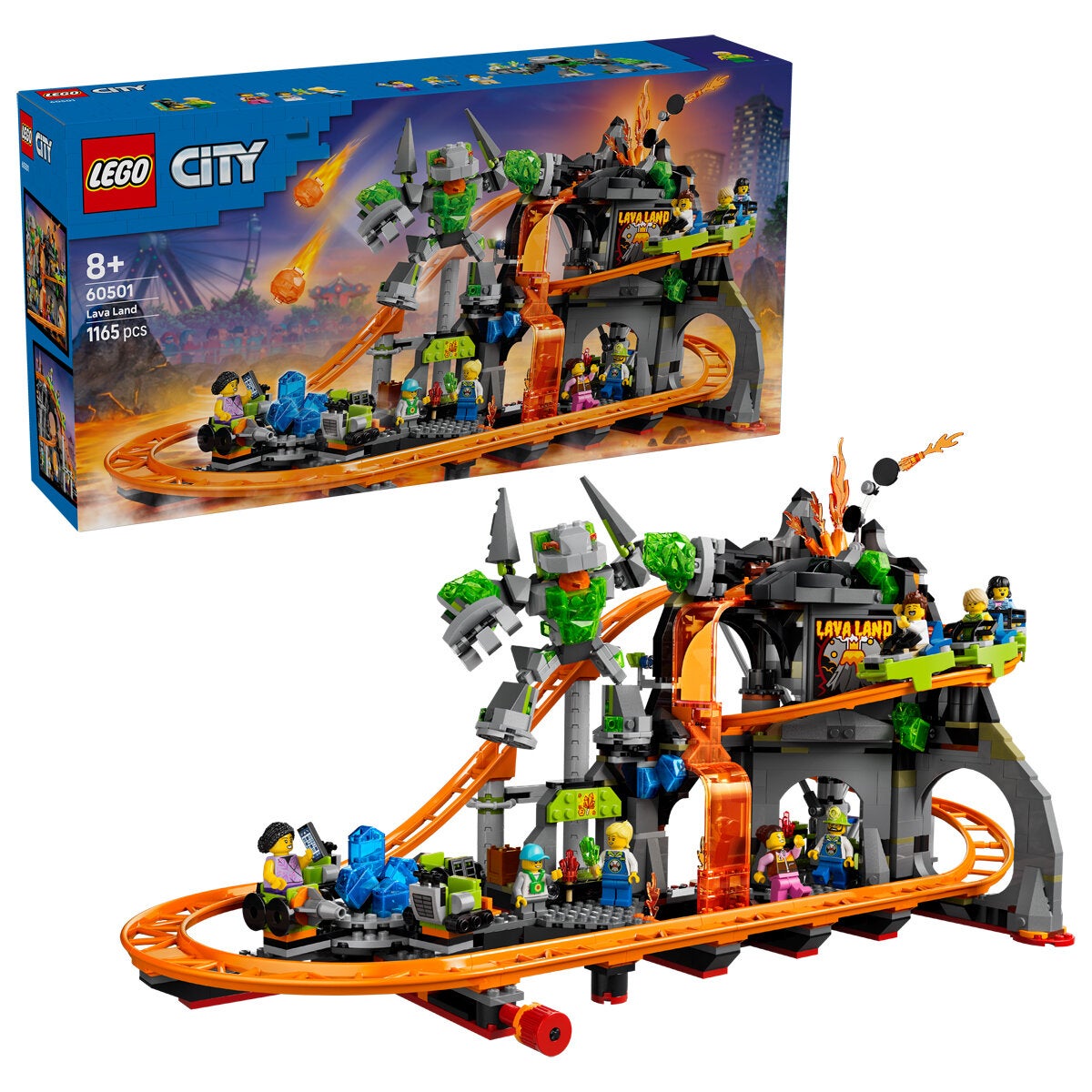 LEGO Lava Land Roller Coaster Park City Construction Toy 1165 Pieces 60501