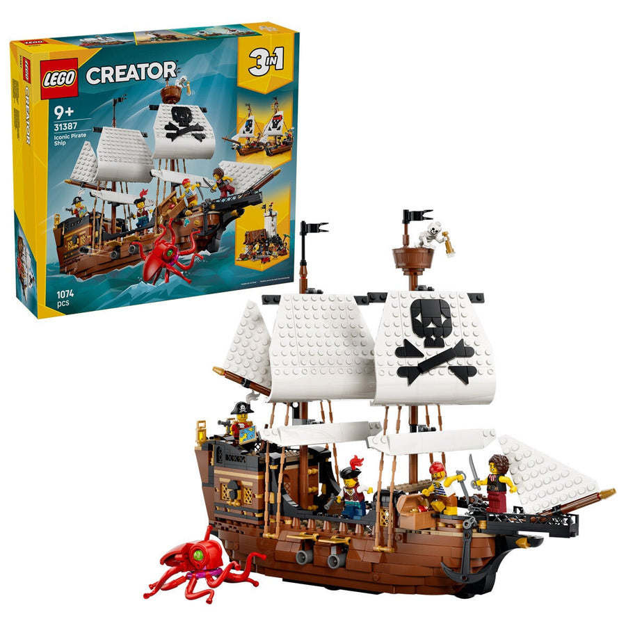 LEGO Iconic Pirate Ship Creator 3 in 1 Construction Toy 1074 Pieces 31387