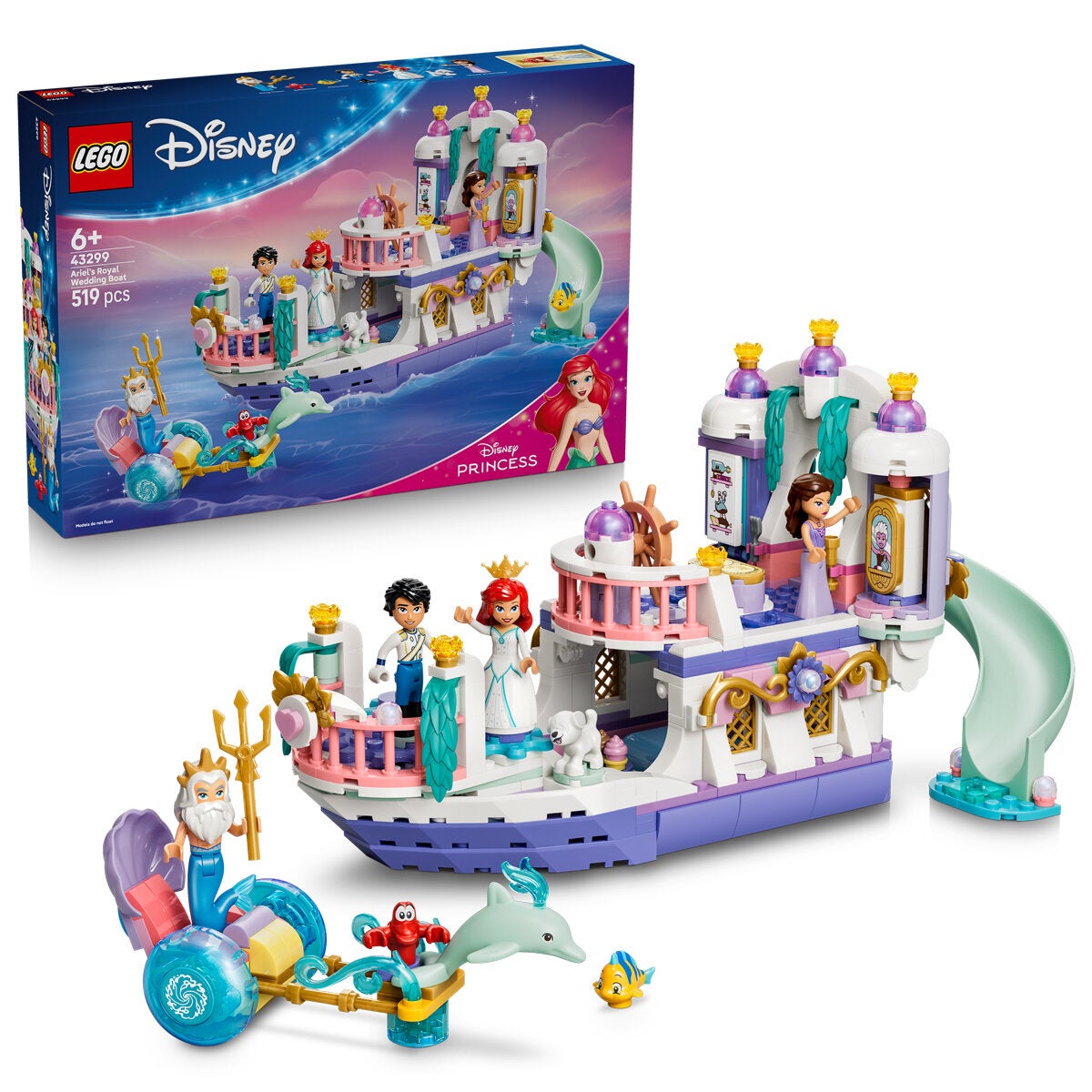 LEGO Ariel Royal Wedding Boat Disney Princess Playset 519 Pieces 43299