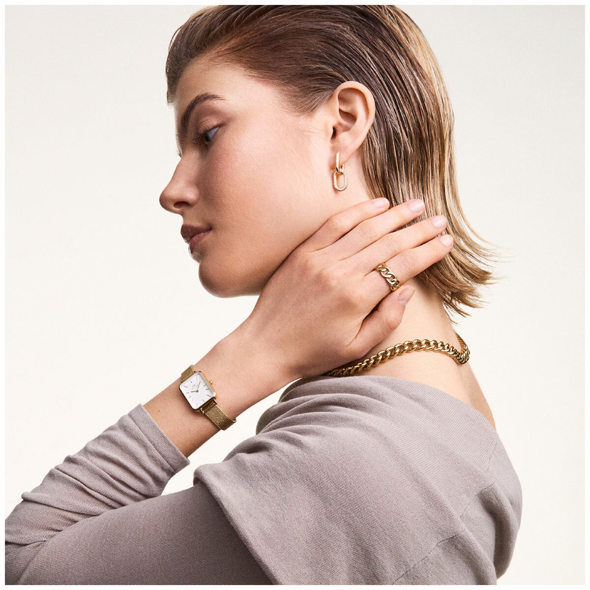 Daniel Wellington Gold Mesh Wristwatch Square Dial Quadro Women's DW00100556 — image 8